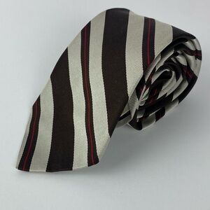 Brooks Brothers Makers Silk Tie Brown Tan Stripe 56” x 3.5” US